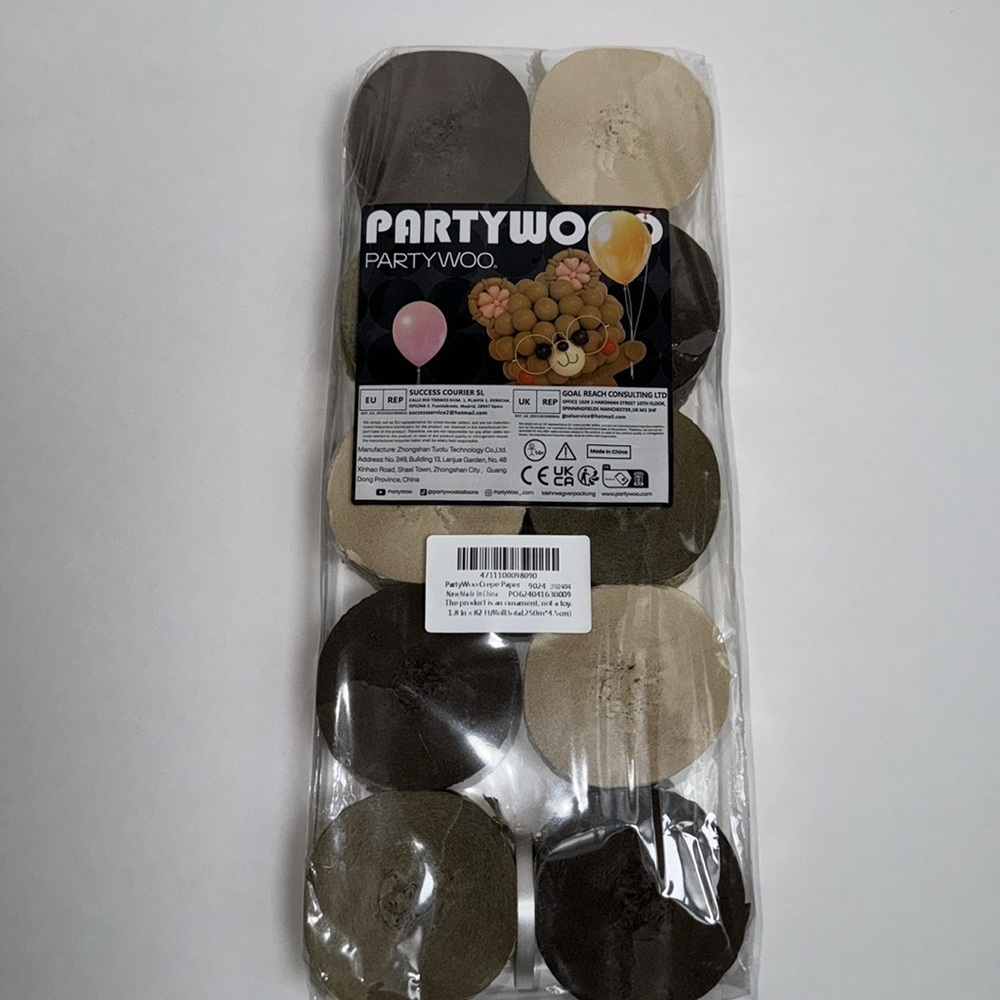 PartyWoo Crepe Paper Streamers 10 rolls 1.8in X 82H total 250m 4.5cm earth-tone
